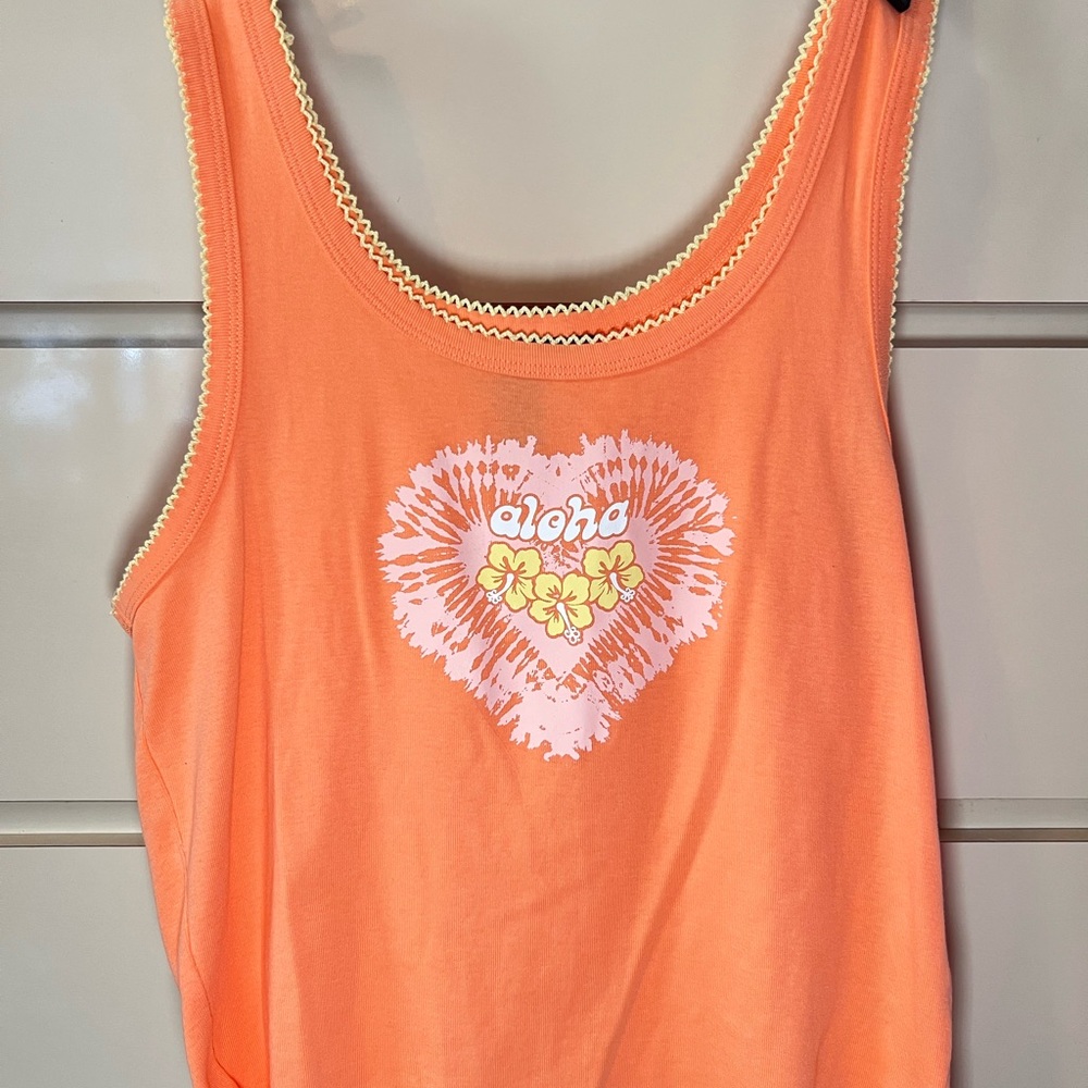 Forever 21 Orange Aloha Tank Top